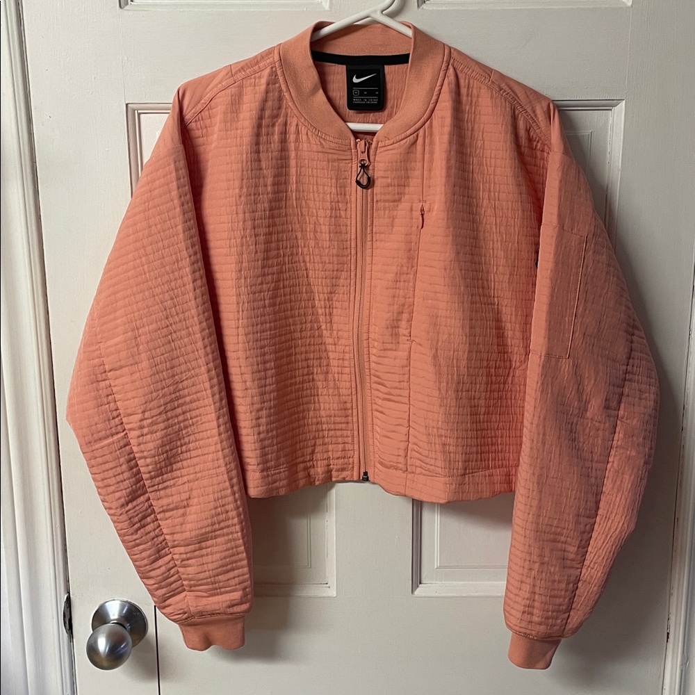 Nike Tech Pack City Ready Cropped Bomber Jacket in coral pink women’s size M